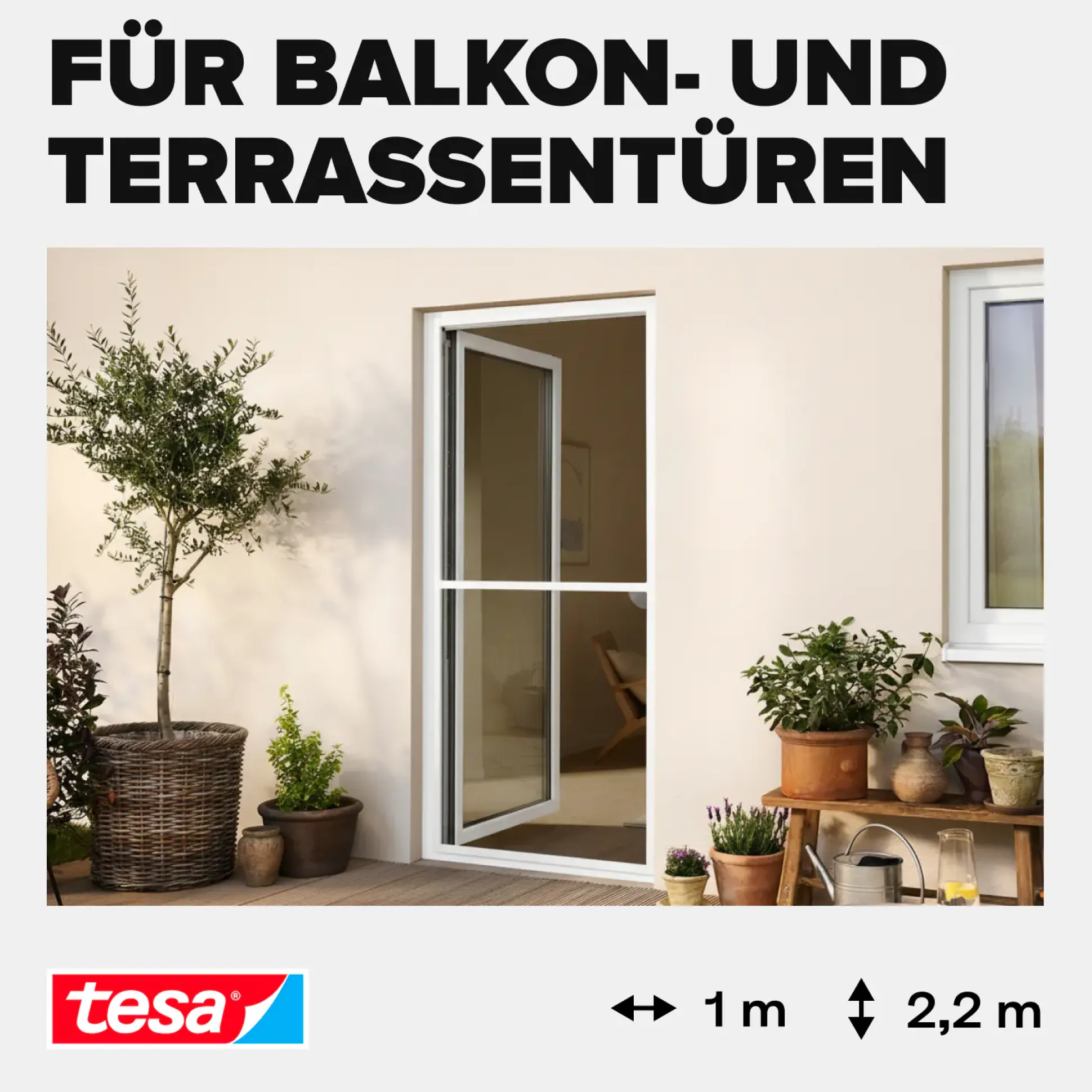 tesa Fliegengitter-Tür Comfort Alurahmen 100 x 220 cm weiß