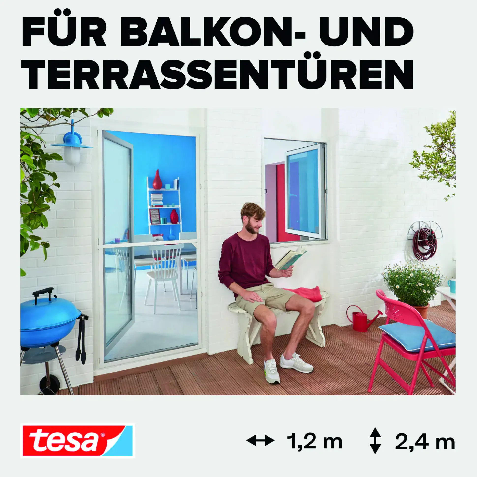 tesa Fliegengitter-Tür Comfort im Alurahmen 120 x 240 cm weiß
