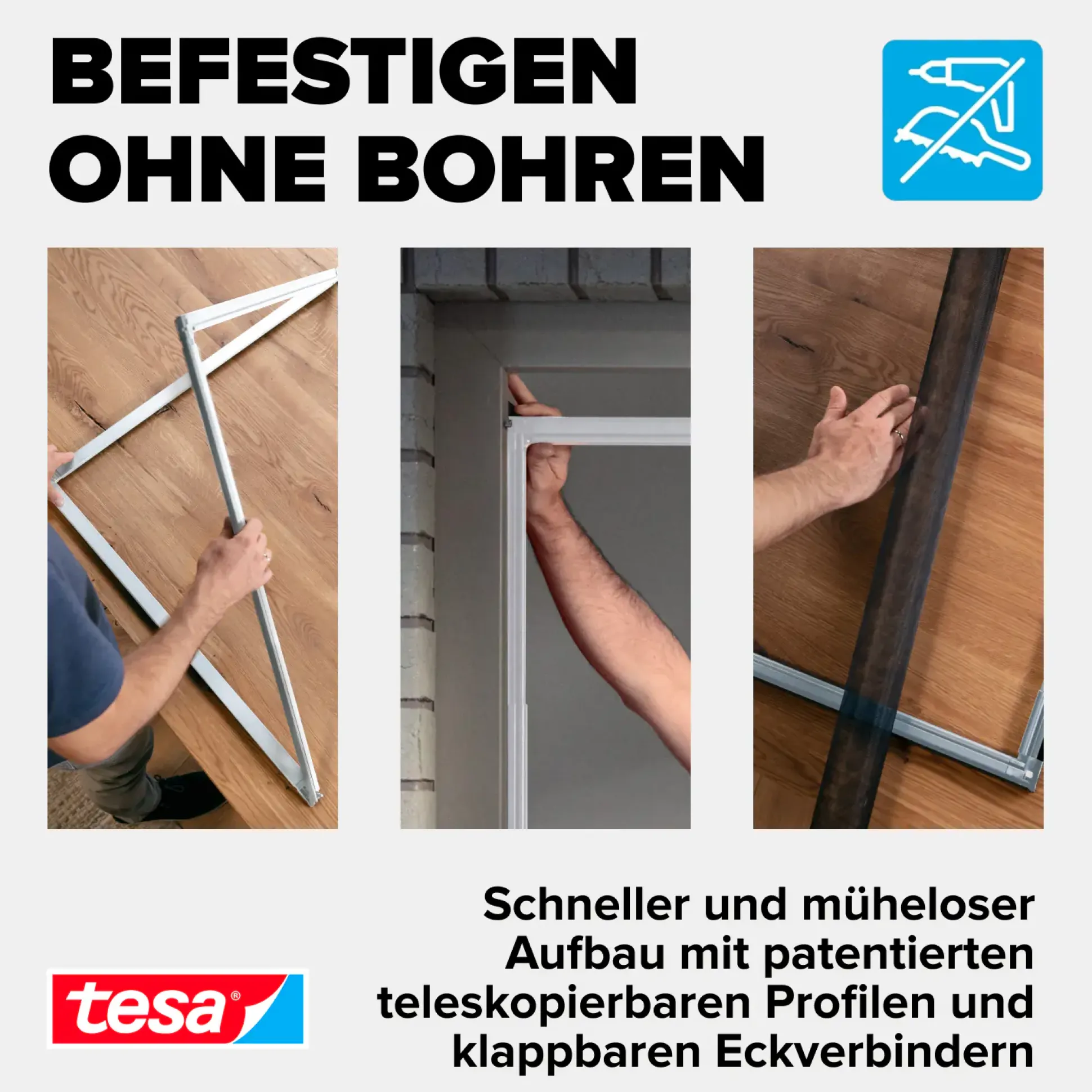 tesa Fliegenschutz-Fenster FALT 80 x 80 - 140 x 140 cm anthrazit/anthrazit