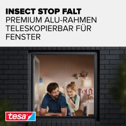 tesa Fliegenschutz-Fenster FALT 80 x 80 - 140 x 140 cm anthrazit/anthrazit