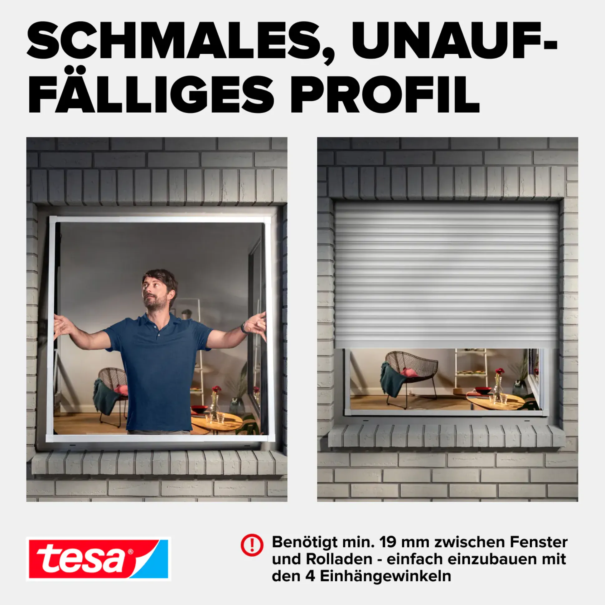 tesa Fliegenschutz-Fenster FALT 80 x 80 - 140 x 140 cm weiß/weiß