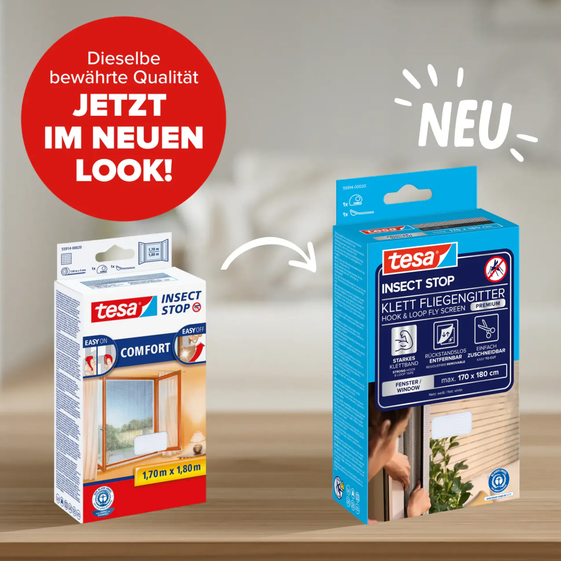 tesa Fliegenschutz-Fenster Comfort 170 x 180 cm weiß kürzbar