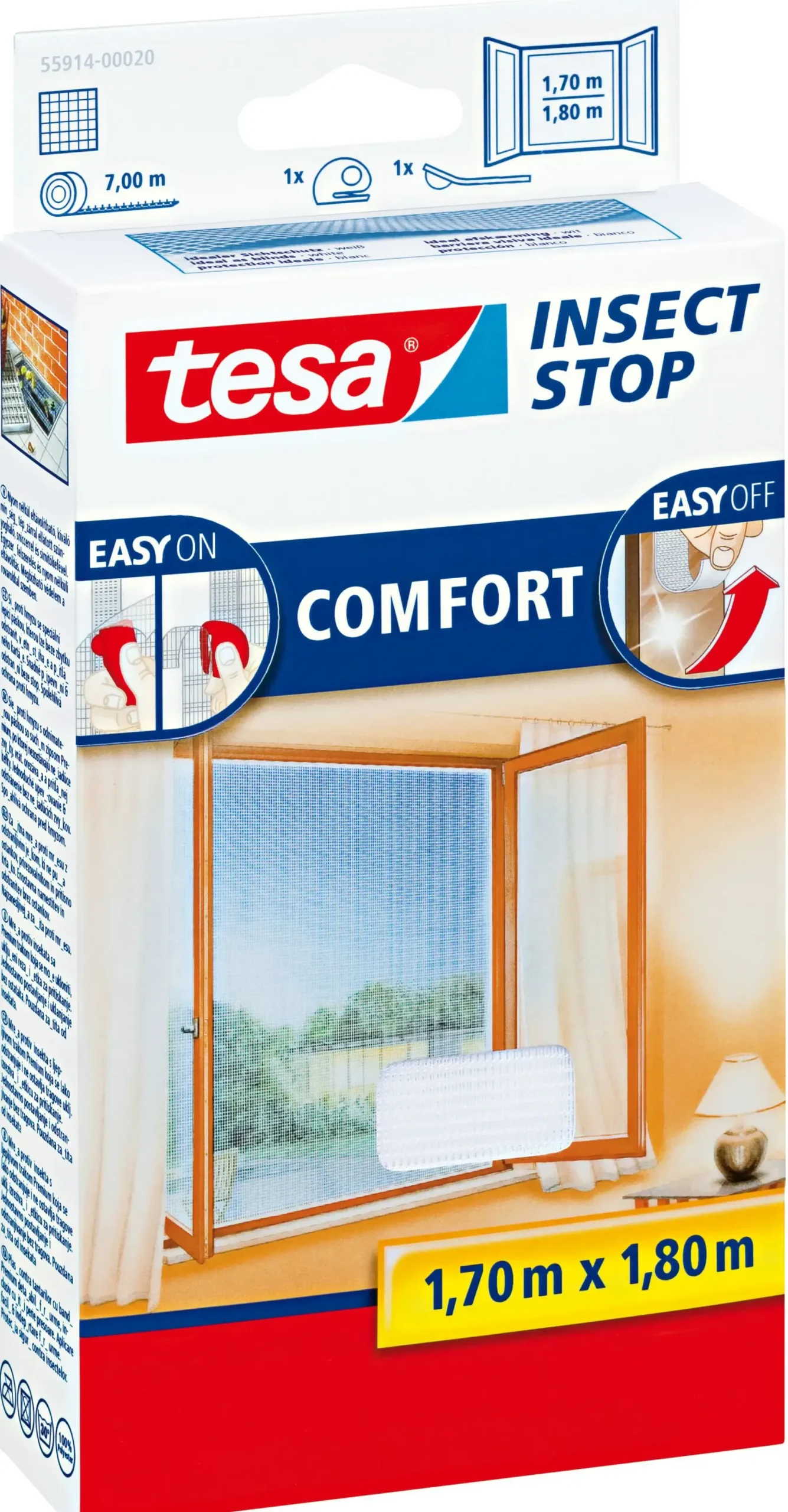 tesa Fliegenschutz-Fenster Comfort 170 x 180 cm weiß kürzbar