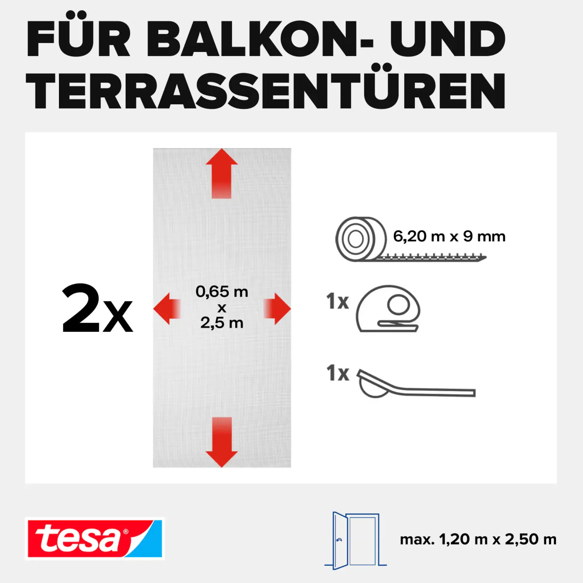 tesa Fliegenschutz-Lamellenvorhang Comfort 120 x 250 cm anthrazit kürzbar