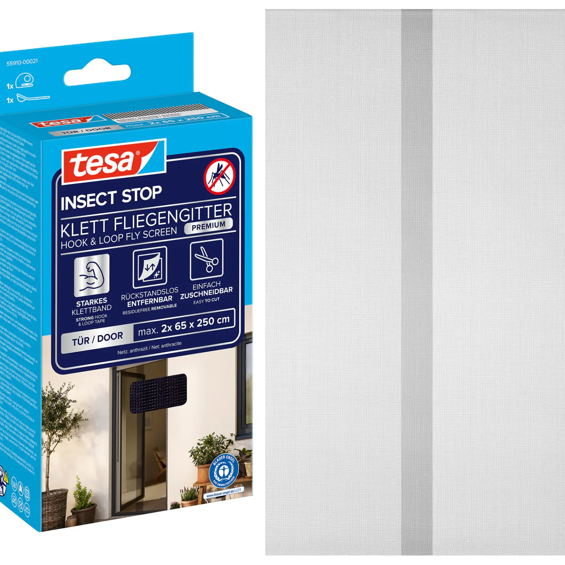 tesa Fliegenschutz-Lamellenvorhang Comfort 120 x 250 cm anthrazit kürzbar