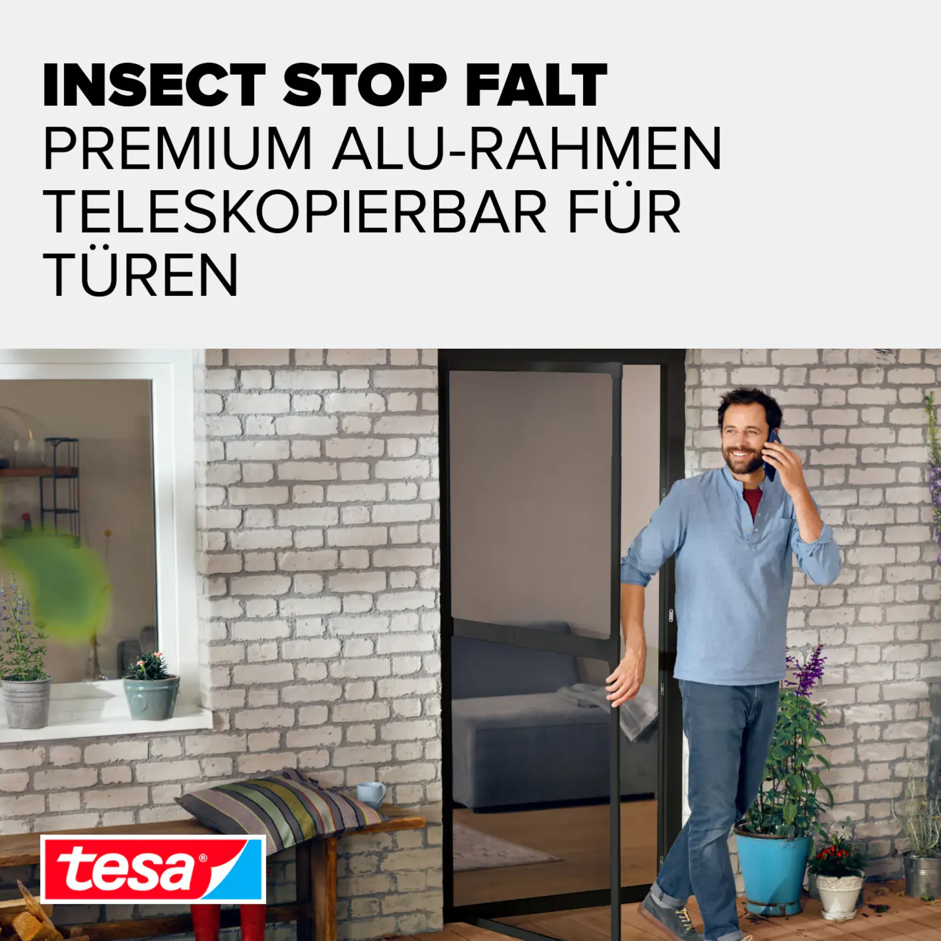tesa Fliegenschutz-Tür FALT 100 x 220 cm anthrazit/anthrazit kürzbar
