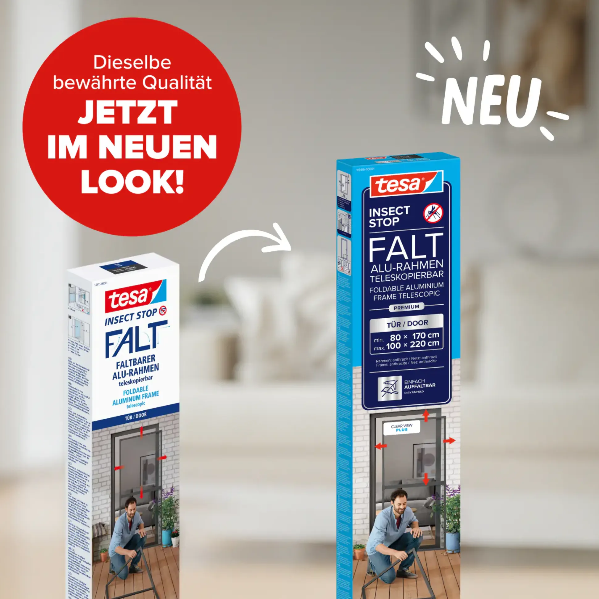 tesa Fliegenschutz-Tür FALT 100 x 220 cm anthrazit/anthrazit kürzbar