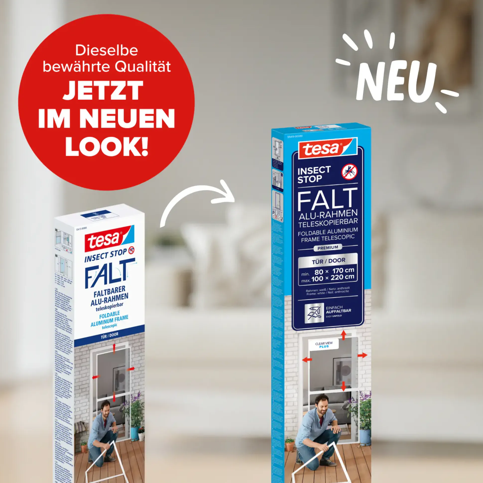 tesa Fliegenschutz-Tür FALT 100 x 220 cm anthrazit/weiß kürzbar