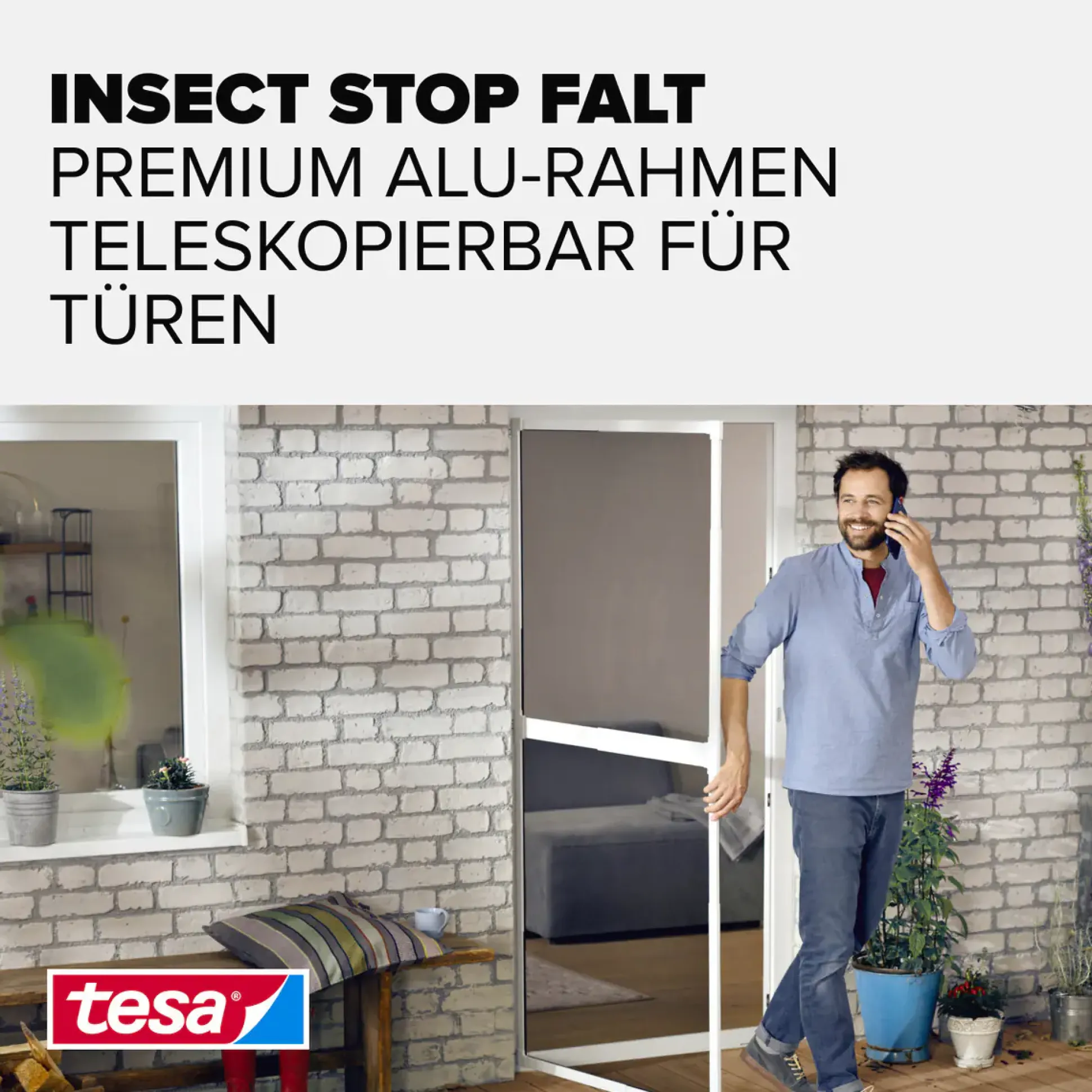 tesa Fliegenschutz-Tür FALT 100 x 220 cm anthrazit/weiß kürzbar
