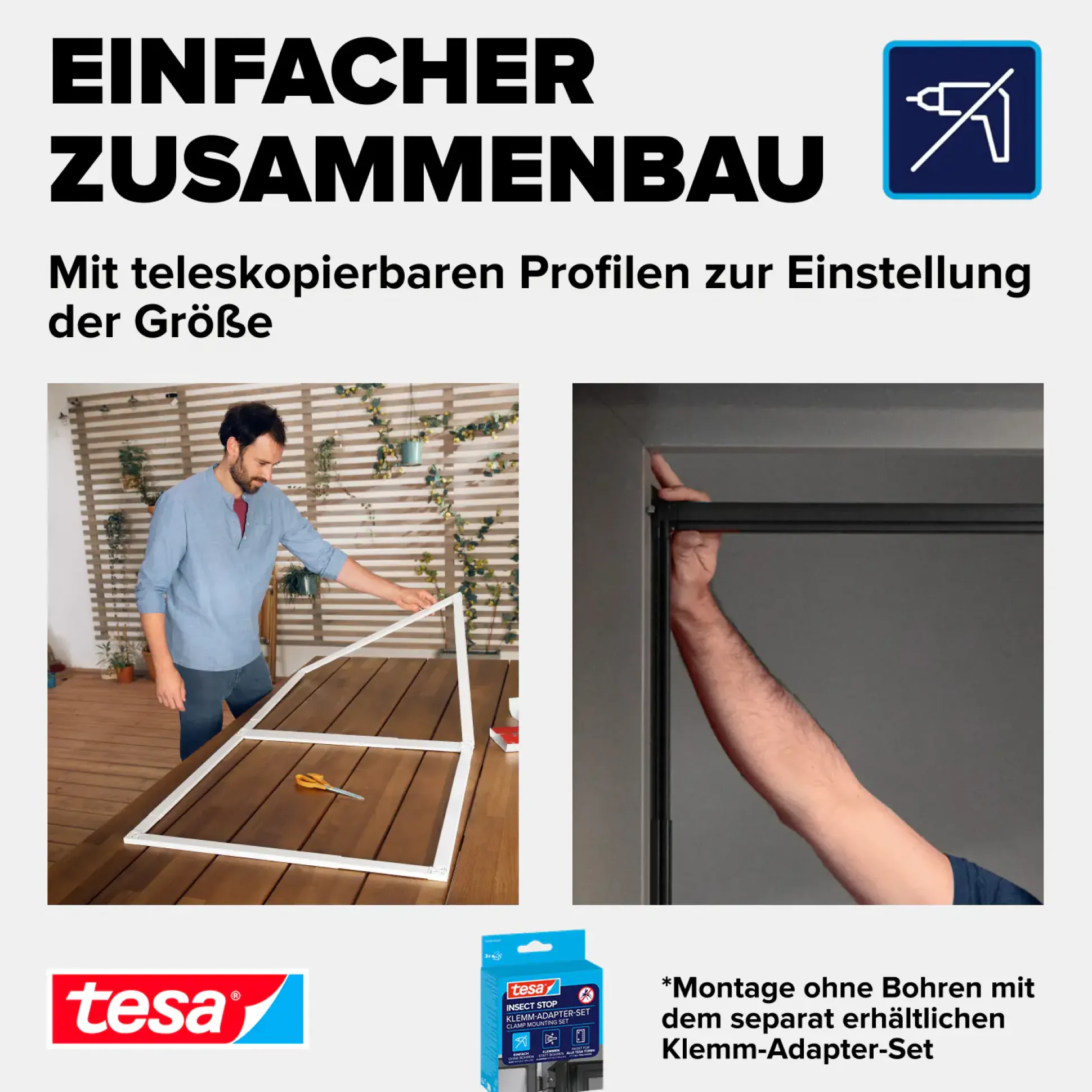tesa Fliegenschutz-Tür FALT 100 x 220 cm anthrazit/weiß kürzbar