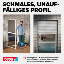 tesa Fliegenschutz-Tür FALT 100 x 220 cm anthrazit/weiß kürzbar