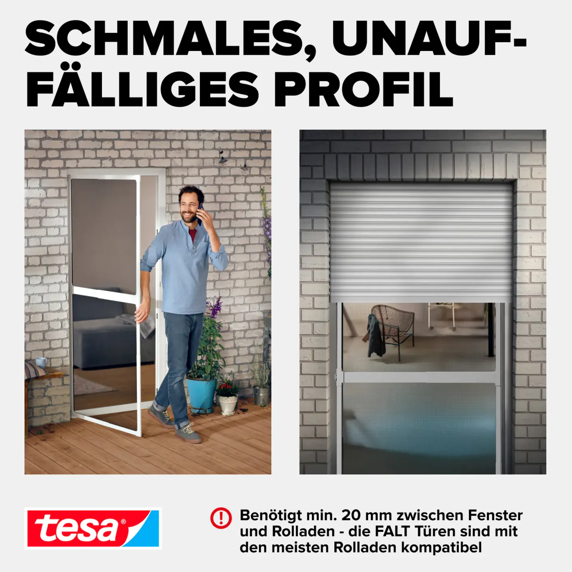 tesa Fliegenschutz-Tür FALT 100 x 220 cm anthrazit/weiß kürzbar