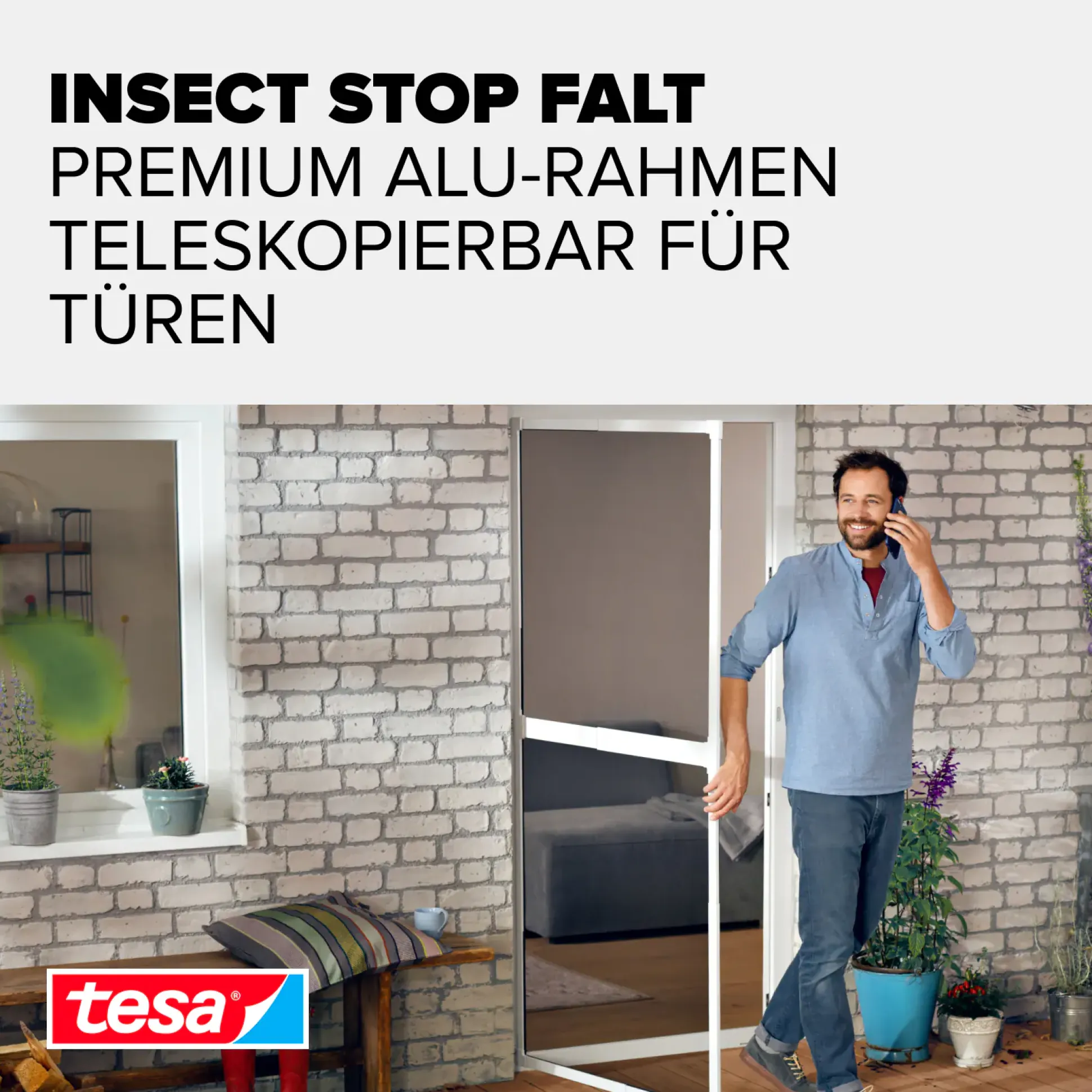 tesa Fliegenschutz-Tür FALT 100 x 220 cm anthrazit/weiß kürzbar