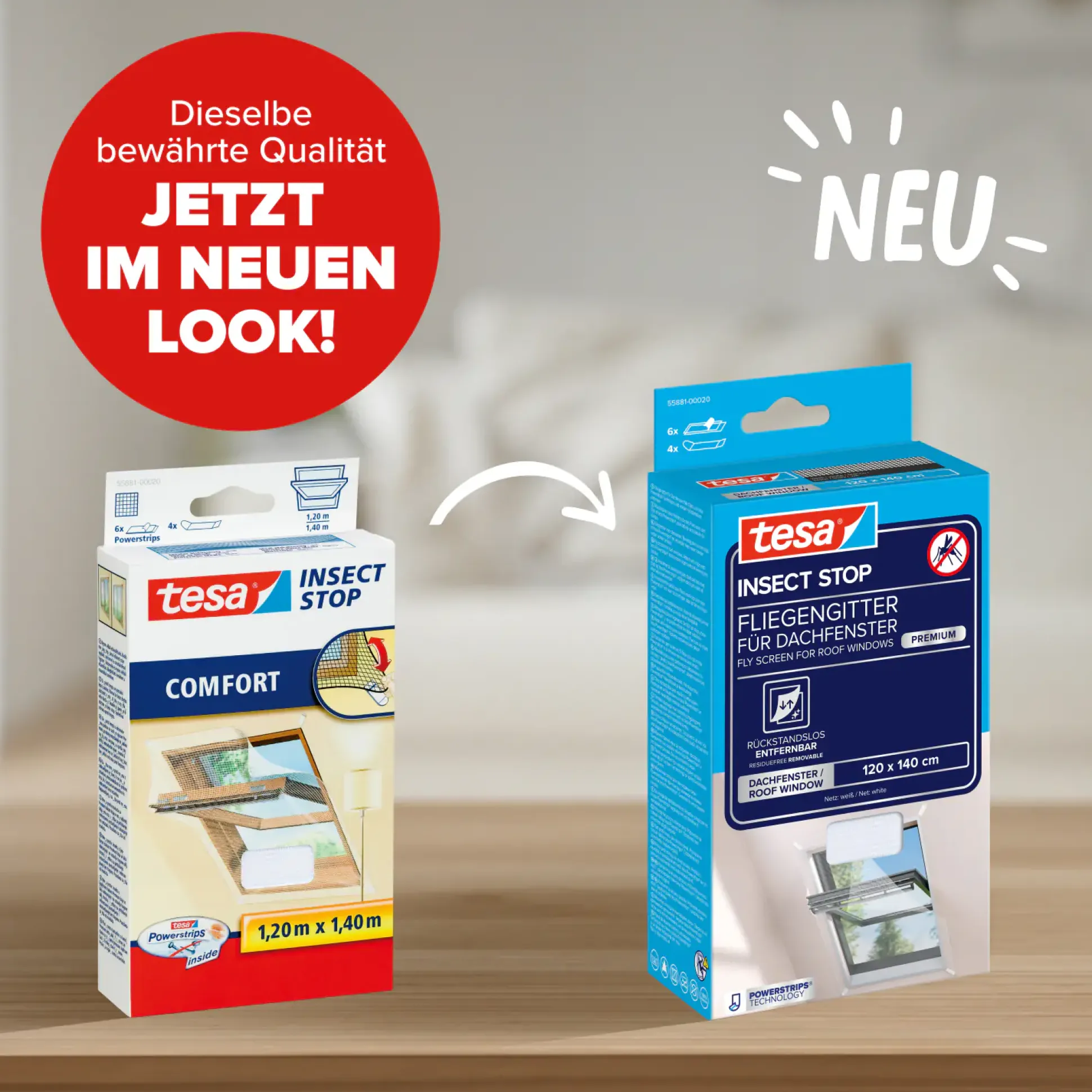 tesa Insektenschutz-Dachfenster COMFORT 120 x 140 cm weiß