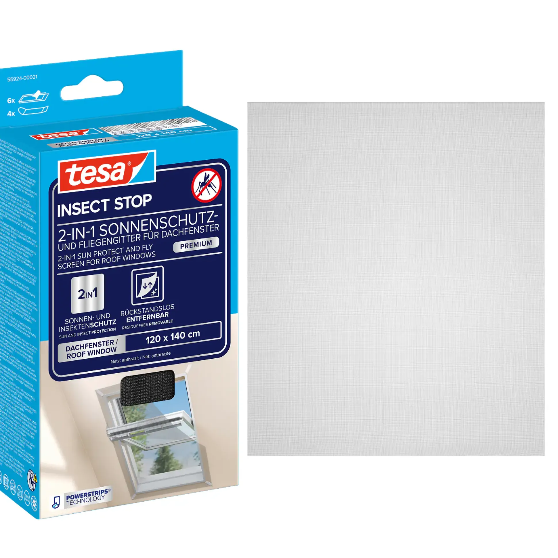 tesa Insektenschutz-Dachfenster SUN PROTECT 120 x 140 cm anthrazit