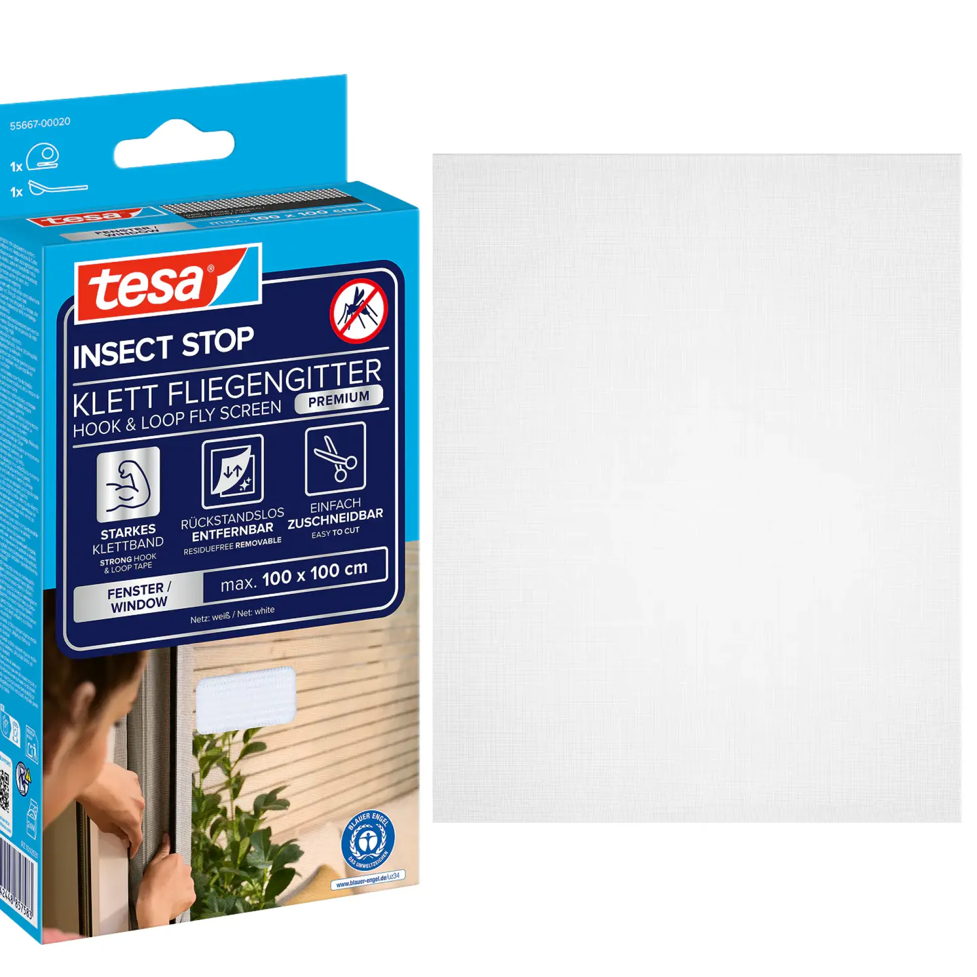 tesa Insektenschutz-Fenster COMFORT 100 x 100 cm weiß