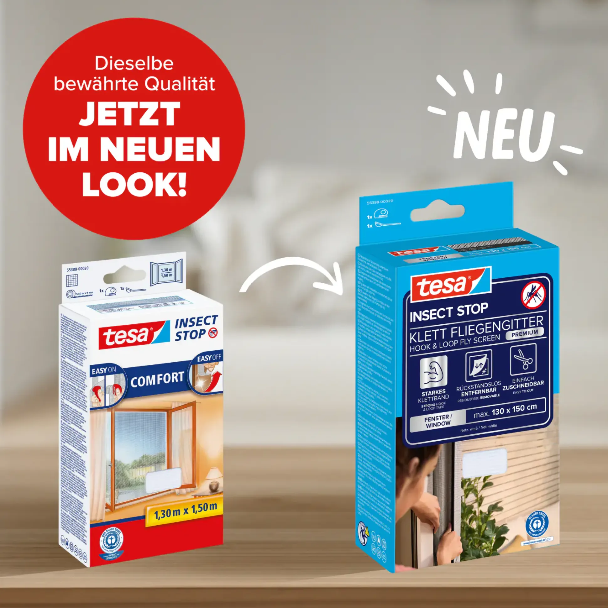 tesa Insektenschutz-Fenster COMFORT 130 x 150 cm weiß