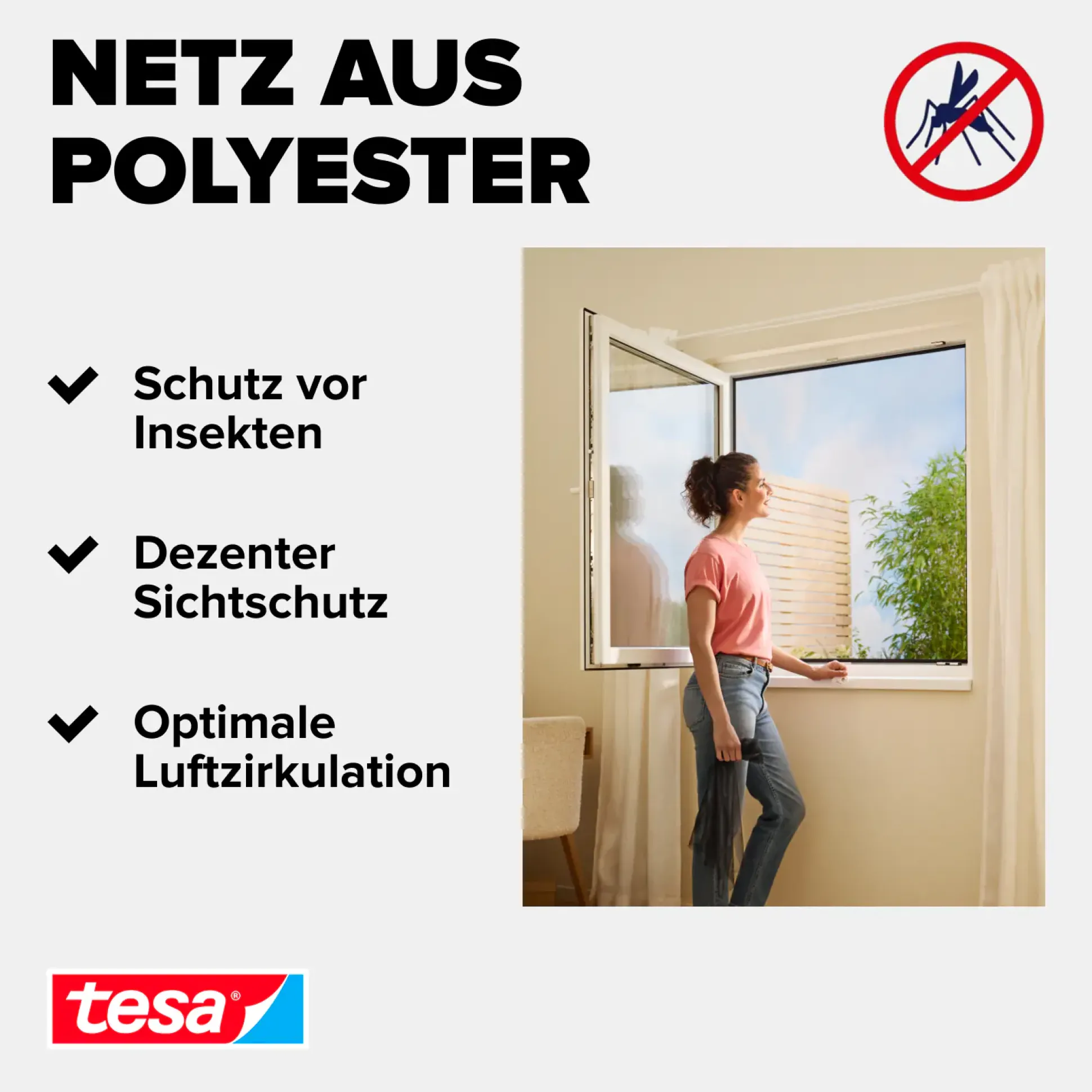 tesa Insektenschutz-Fenster COMFORT 130 x 150 cm weiß