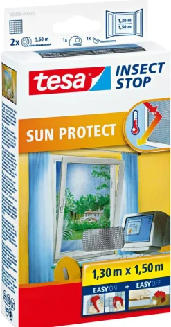 tesa Insektenschutz-Fenster SUN PROTECT 130 x 150 cm anthrazit