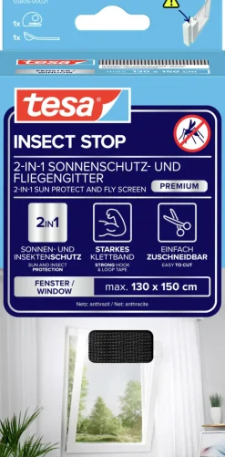 tesa Insektenschutz-Fenster SUN PROTECT 130 x 150 cm anthrazit