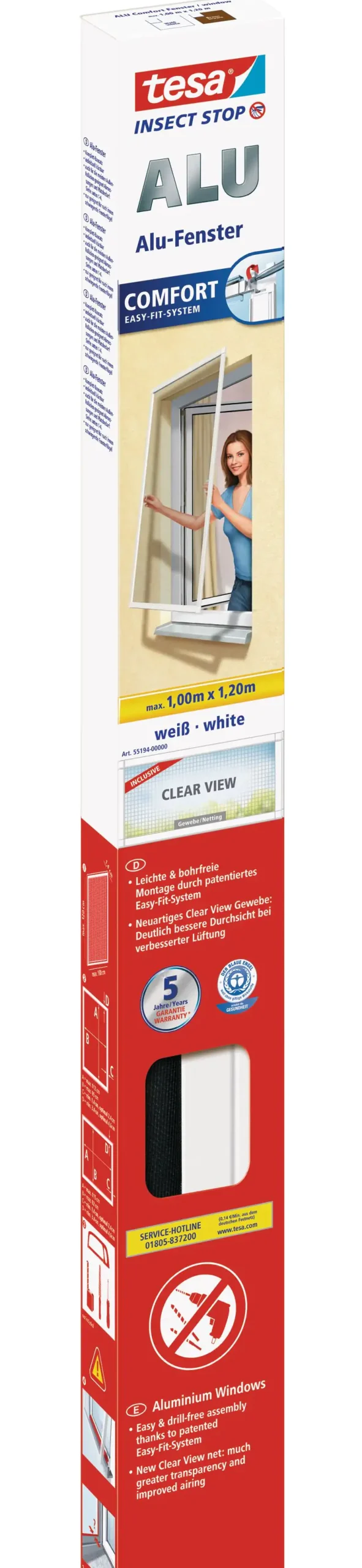 tesa Insektenschutz-Fenster COMFORT 100 x 120 cm weiß