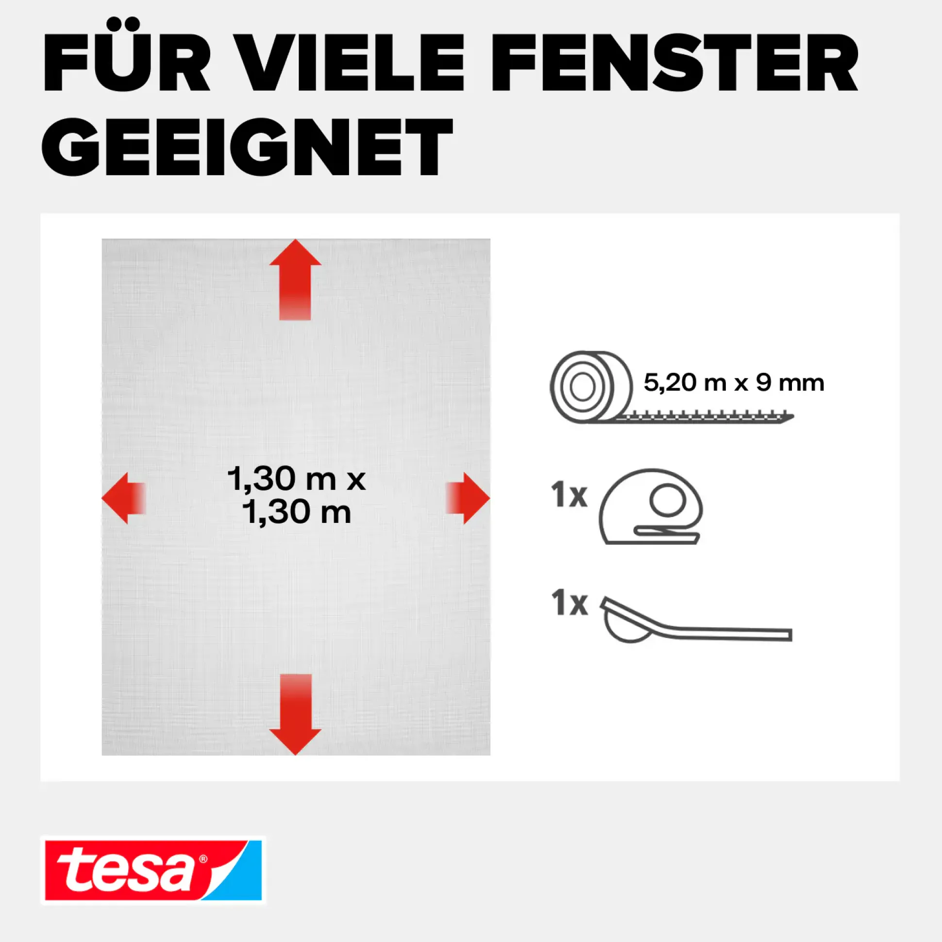 tesa Insektenschutz-Fenster COMFORT 130 x 130 cm anthrazit