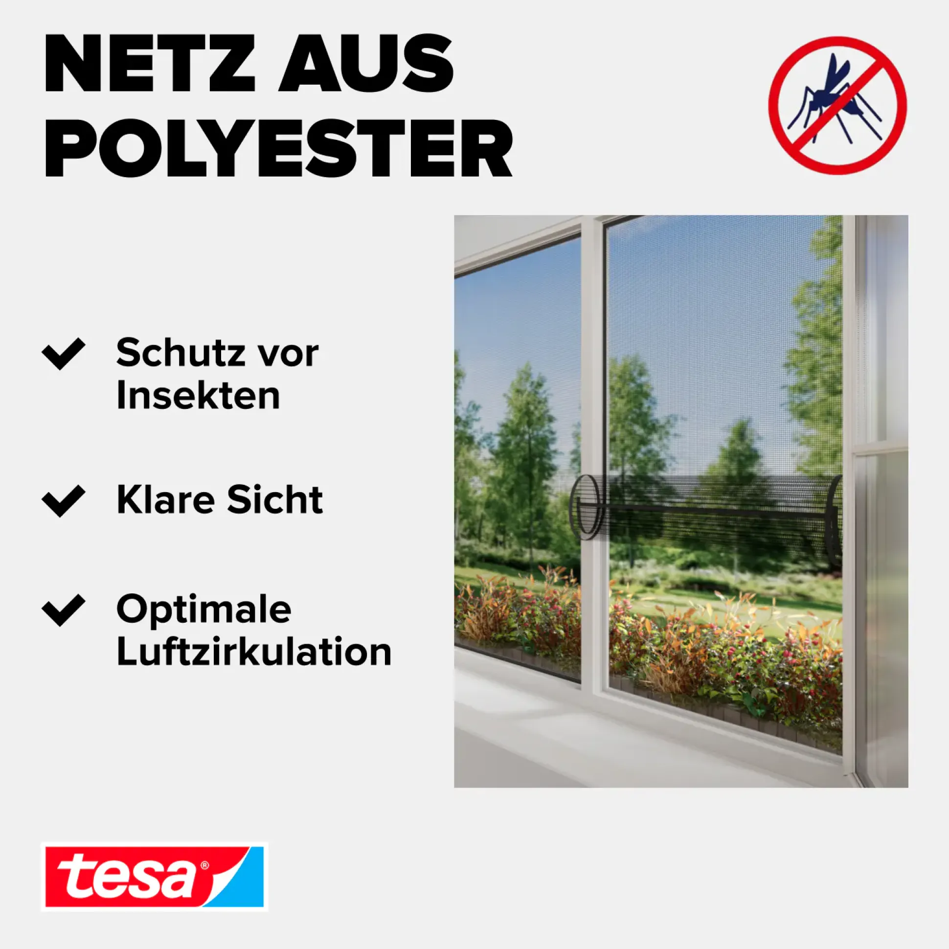 tesa Insektenschutz-Fenster Klettband OPEN/CLOSE 130 x 150 cm anthazit