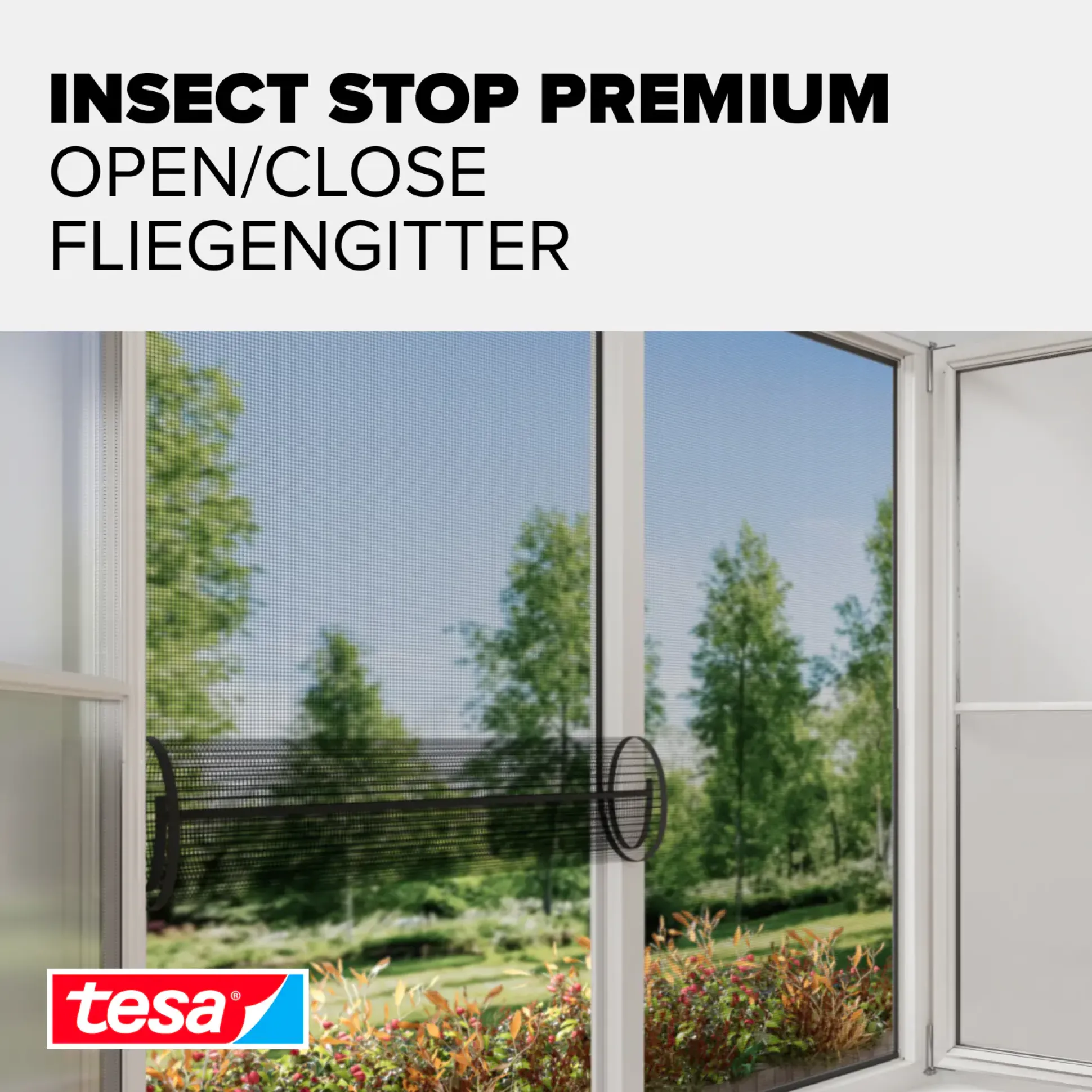 tesa Insektenschutz-Fenster Klettband OPEN/CLOSE 130 x 150 cm anthazit