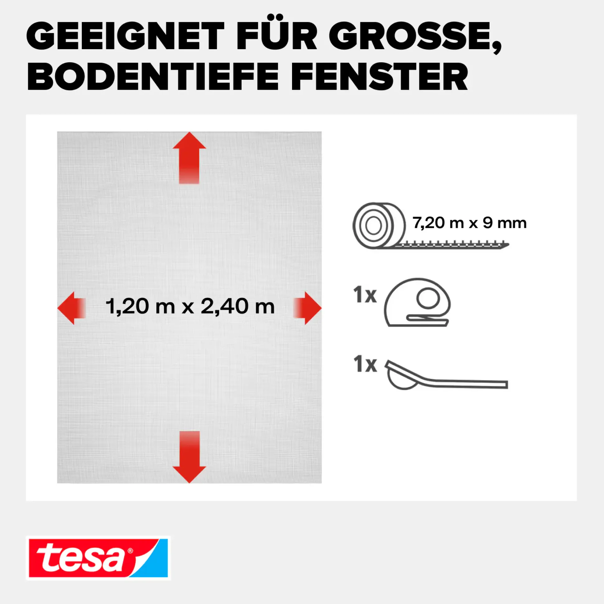 tesa Insektenschutz-Fenster COMFORT 120 x 240 cm weiß