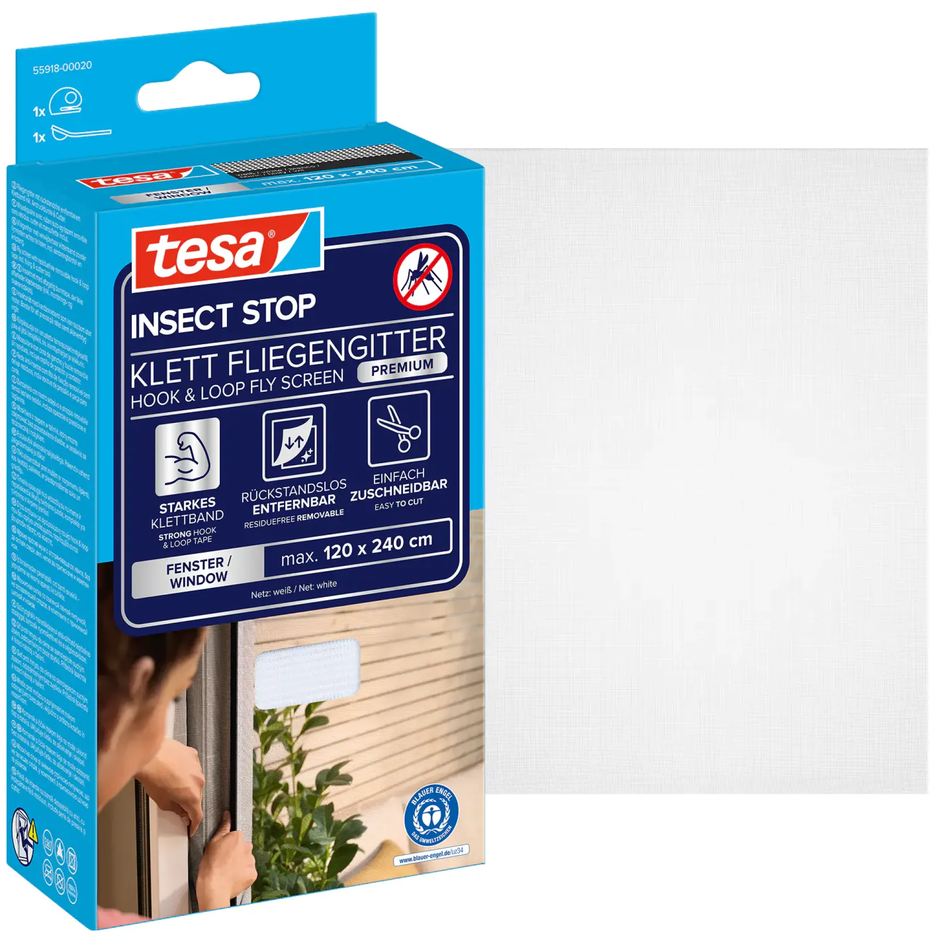 tesa Insektenschutz-Fenster COMFORT 120 x 240 cm weiß