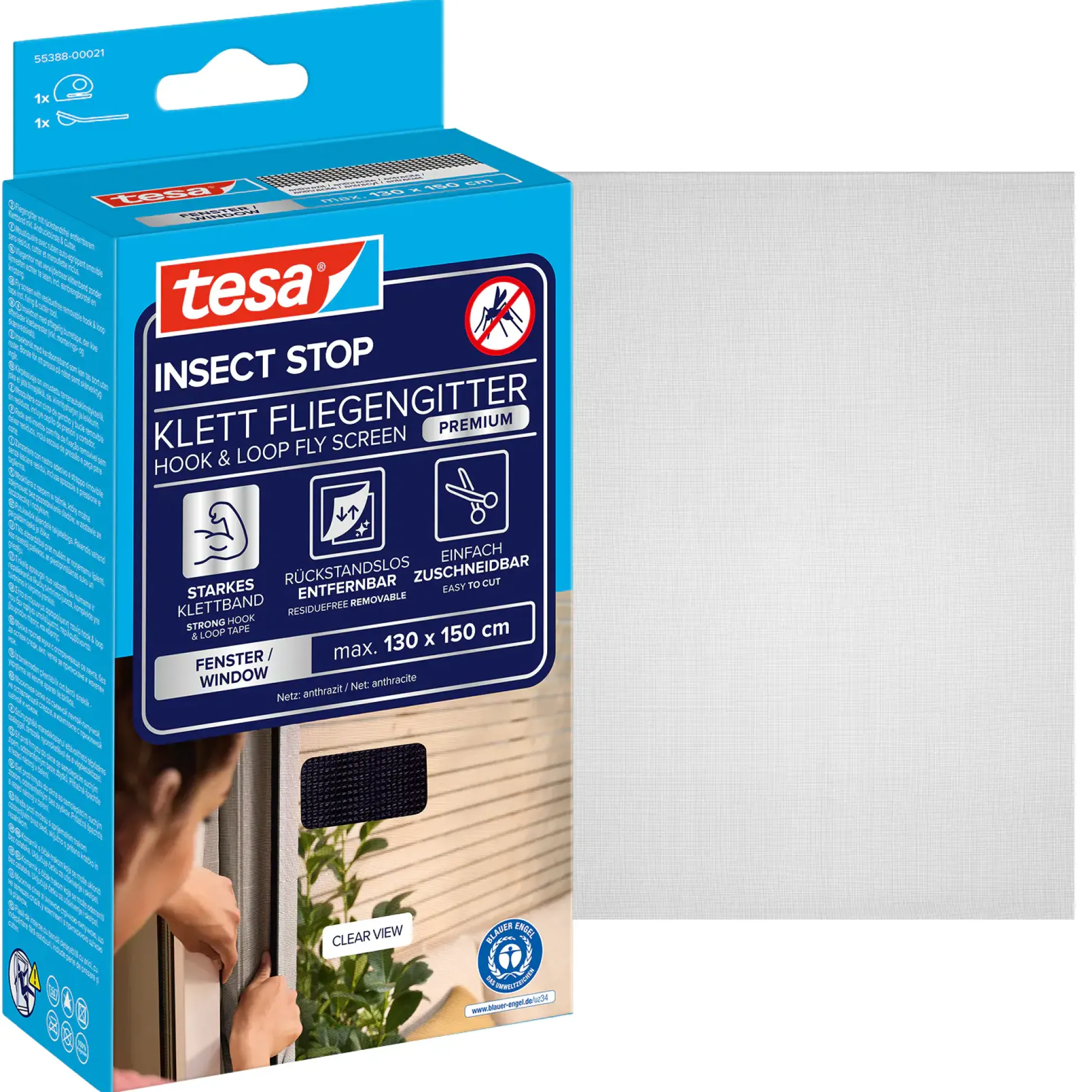tesa Insektenschutz-Fenster COMFORT 130 x 150 cm anthrazit