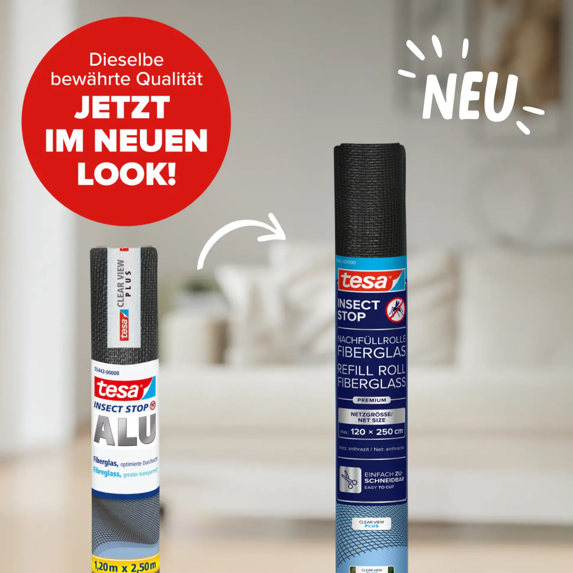 tesa Insektenschutz-Gitter Ersatzarolle anthrazit 120 x 250 cm