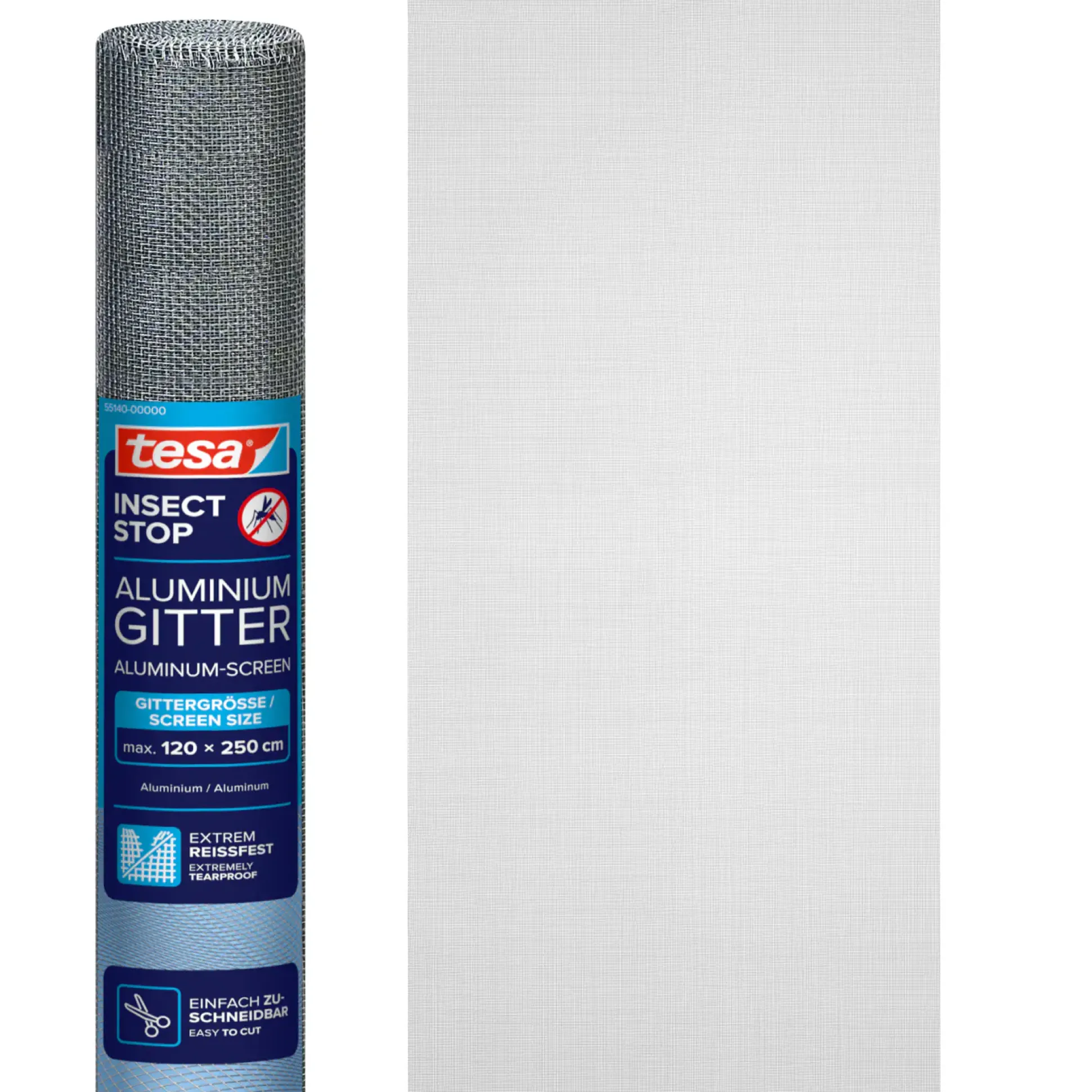 tesa Insektenschutz-Gitter COMFORT Ersatzrolle 120 x 250 cm grau