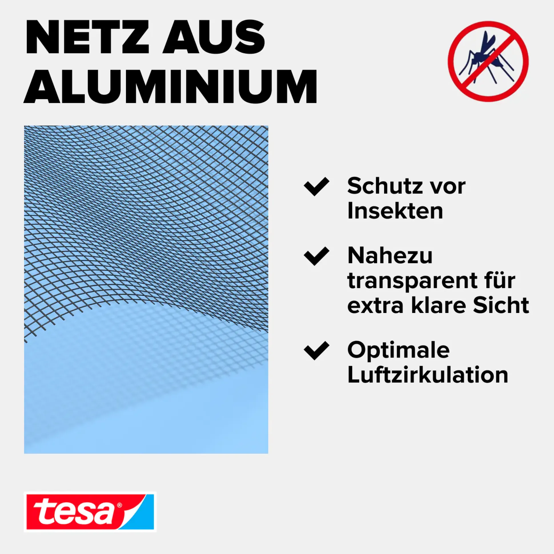 tesa Insektenschutz-Gitter COMFORT Ersatzrolle 120 x 250 cm grau