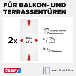 tesa Insektenschutz-Klettbandsystem 2 x (0,65 m x 2,5 m) weiß