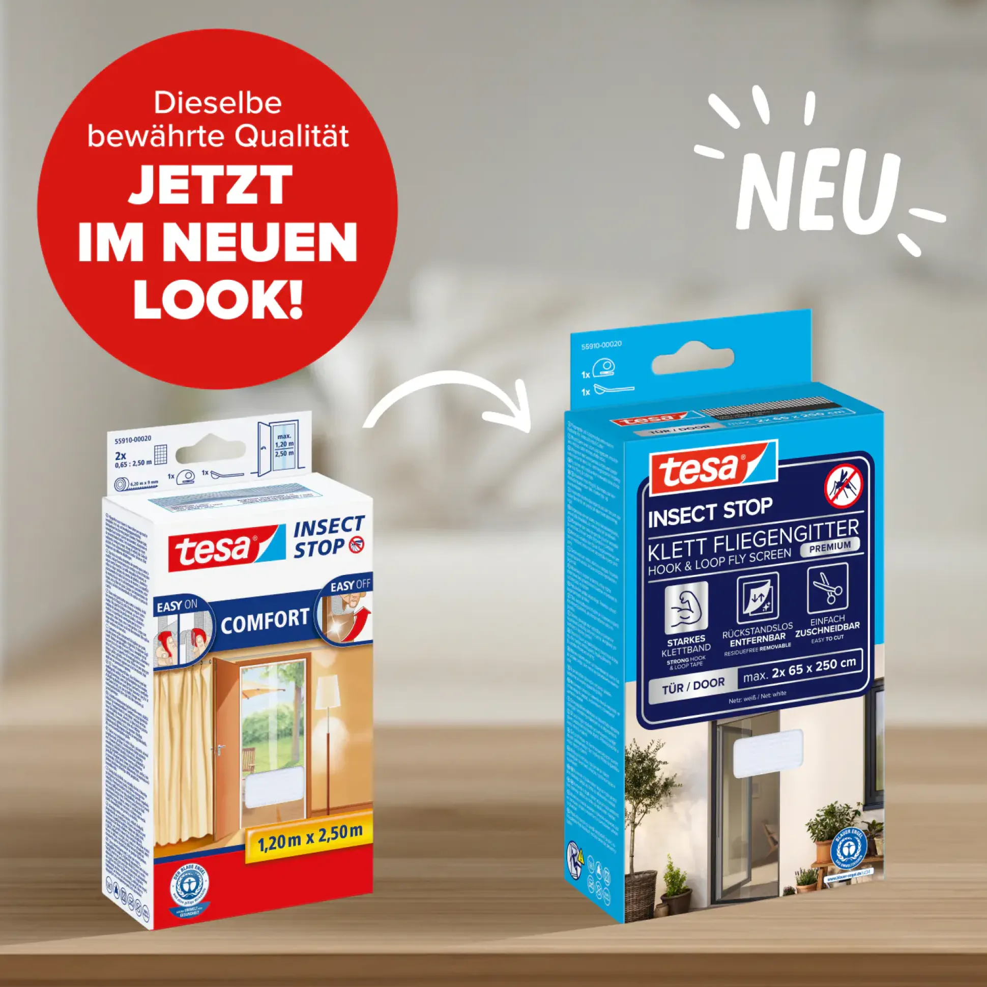 tesa Insektenschutz-Klettbandsystem 2 x (0,65 m x 2,5 m) weiß
