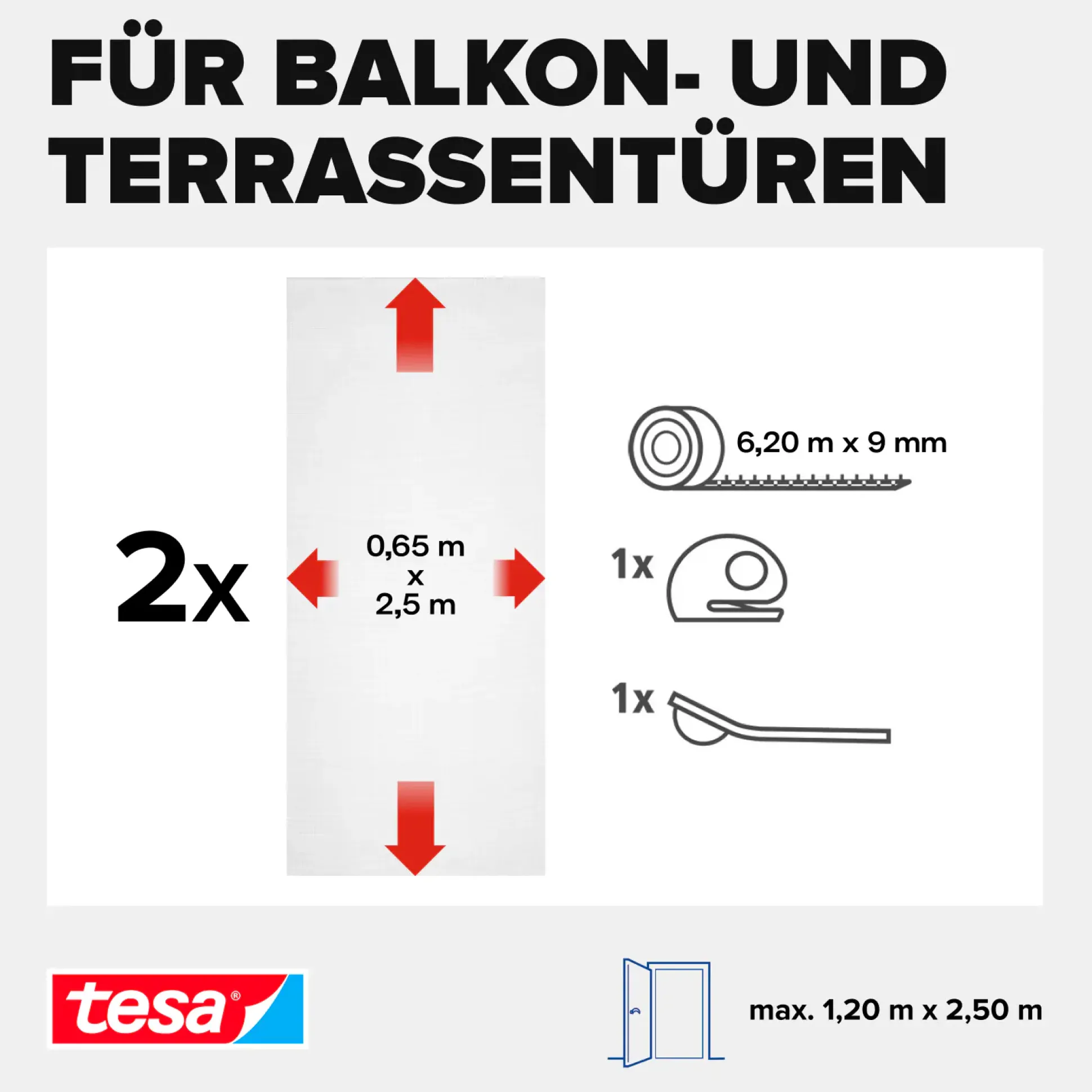 tesa Insektenschutz-Klettbandsystem 2 x (0,65 m x 2,5 m) weiß