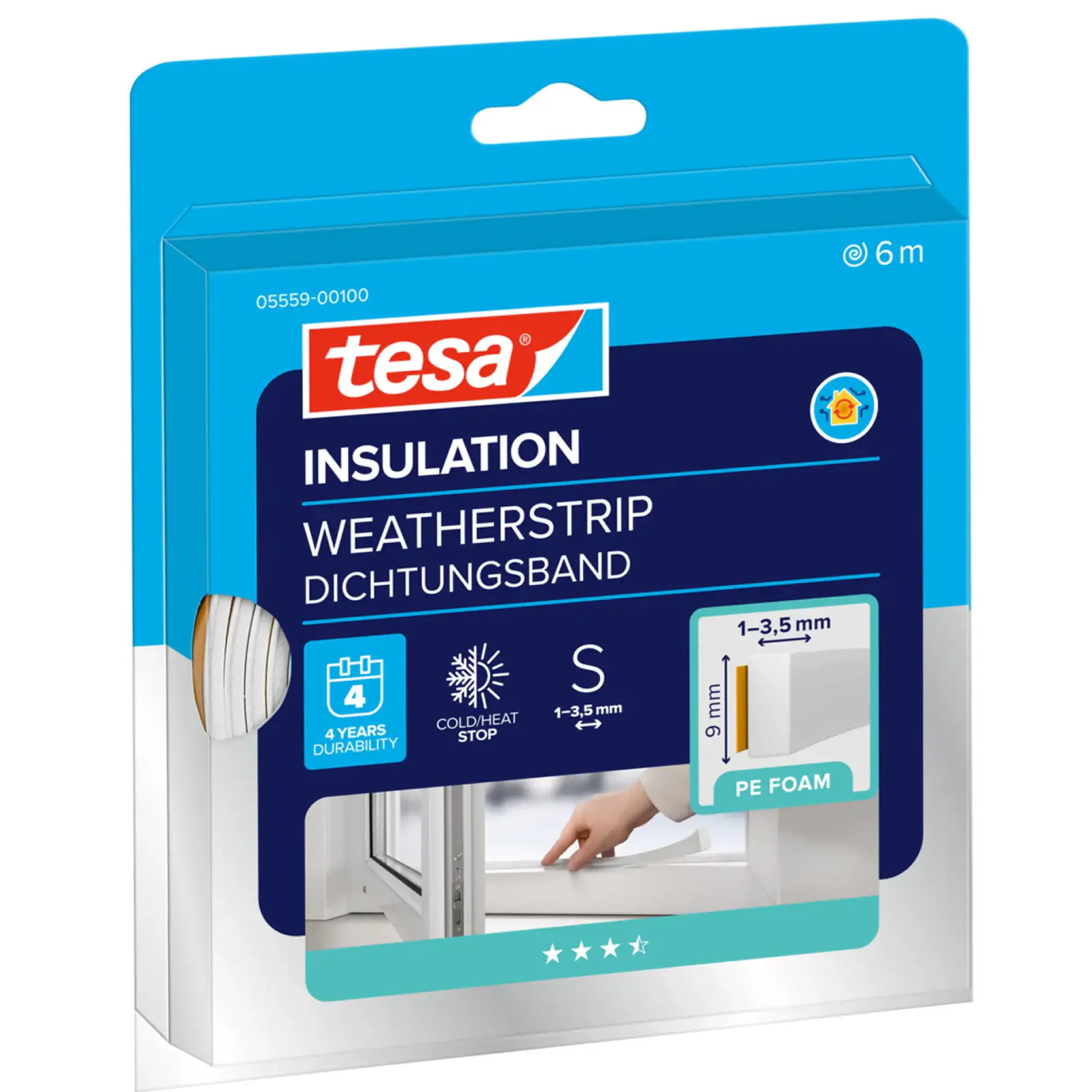 tesa Insulation Schaumstoffdichtung Standard 6 m, weiß