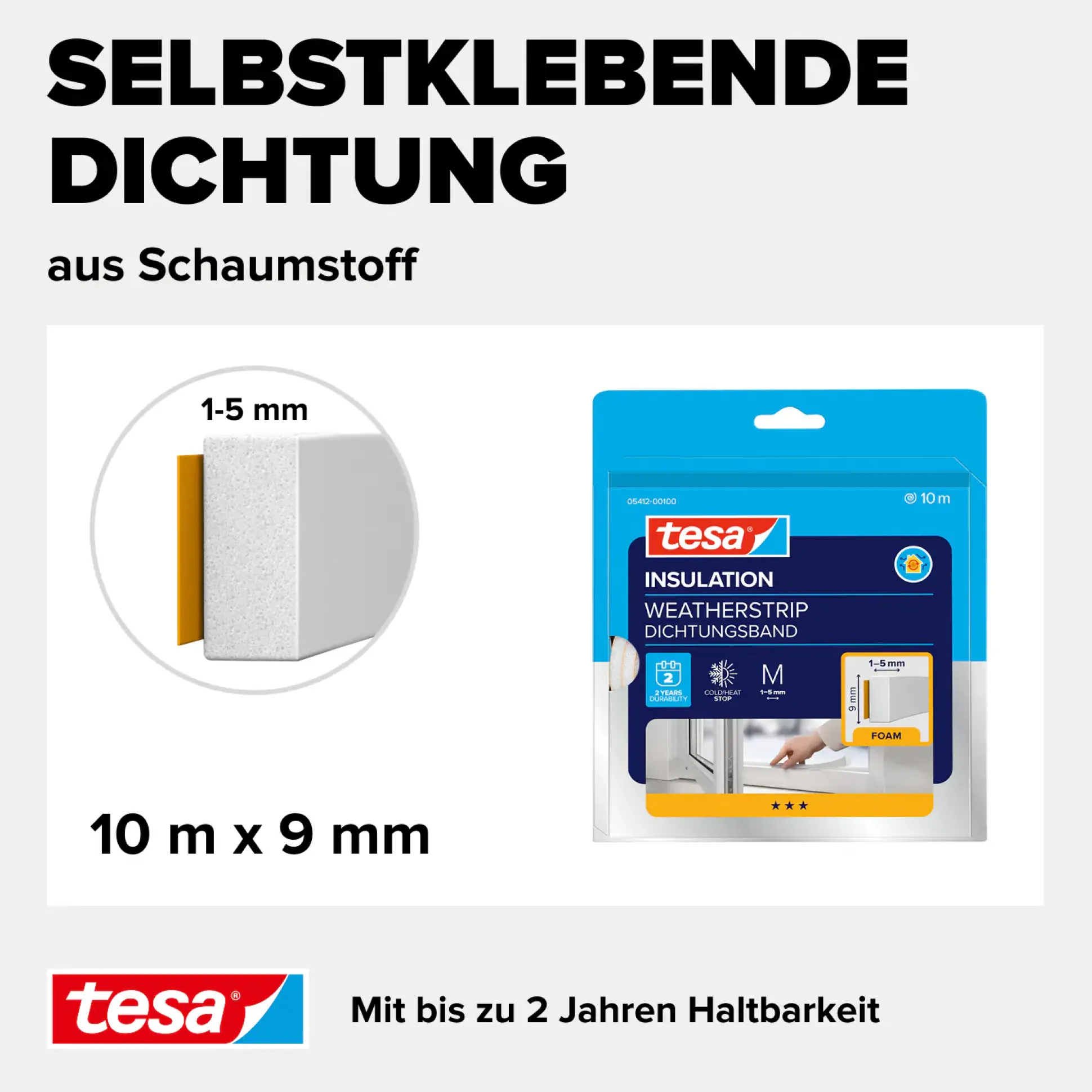 tesa Insulation Schaumstoff-Dichtung Universal 10 m, weiß