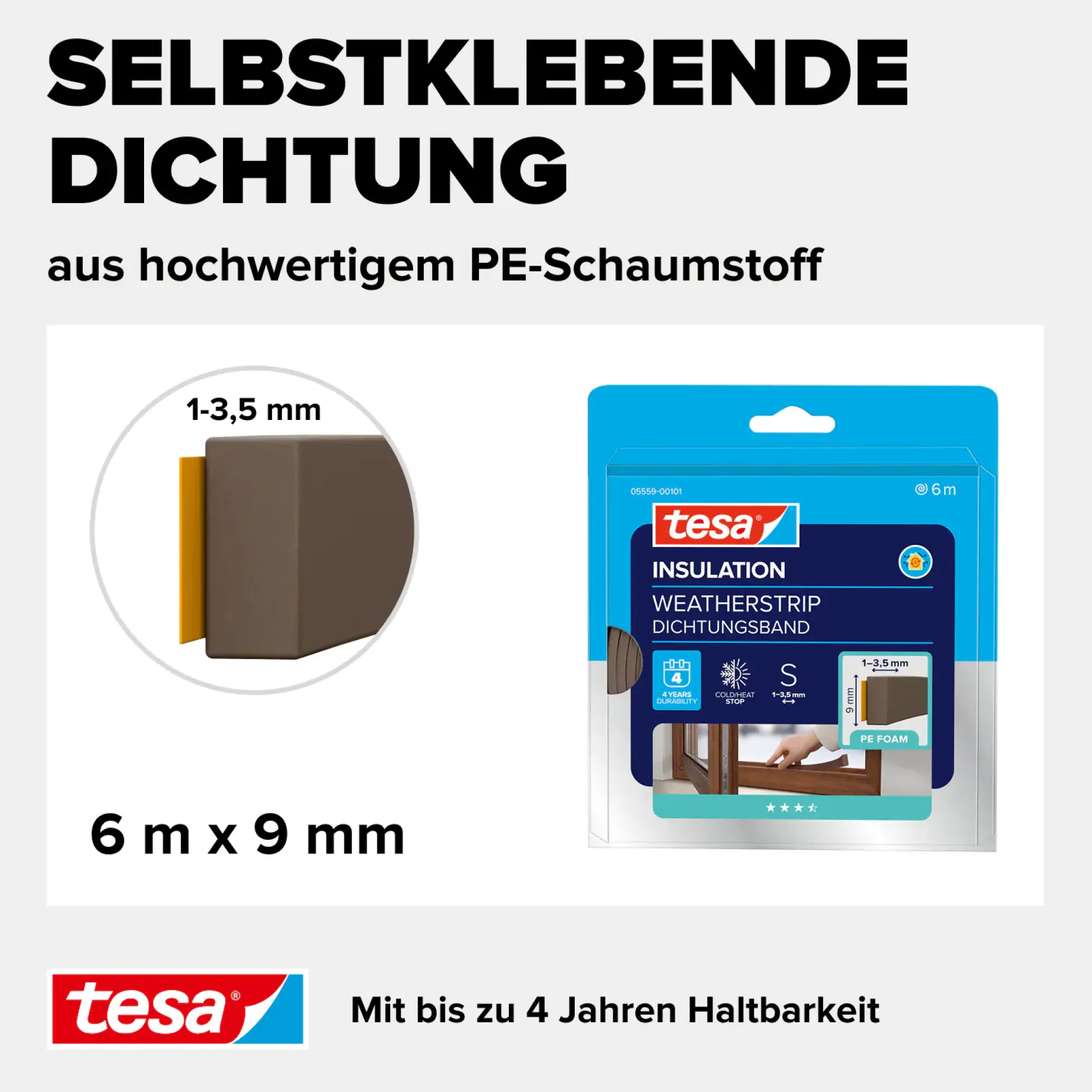 tesa Insulation Schaumstoffdichtung Standard 6 m, braun