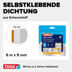 tesa Insulation Schaumstoff Fensterdichtung 6 m, weiß
