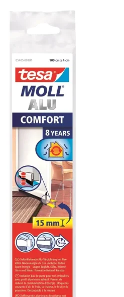 tesa Moll Türdichtschiene weiß, für unebene Böden, für Spalten bis 15 mm