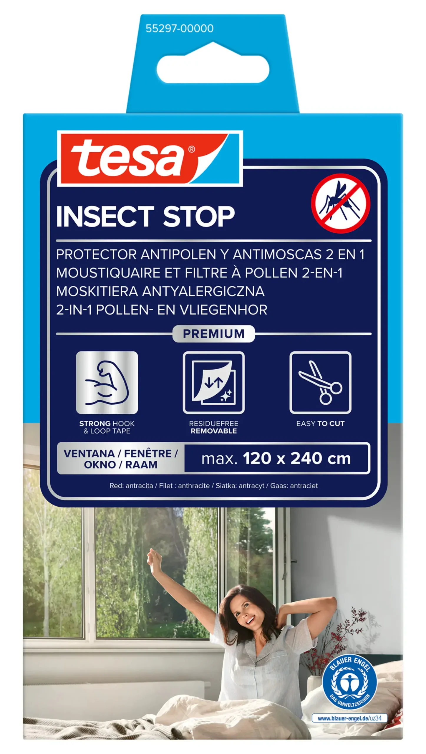 tesa Pollenschutzgitter 120 x 240 cm anthrazit