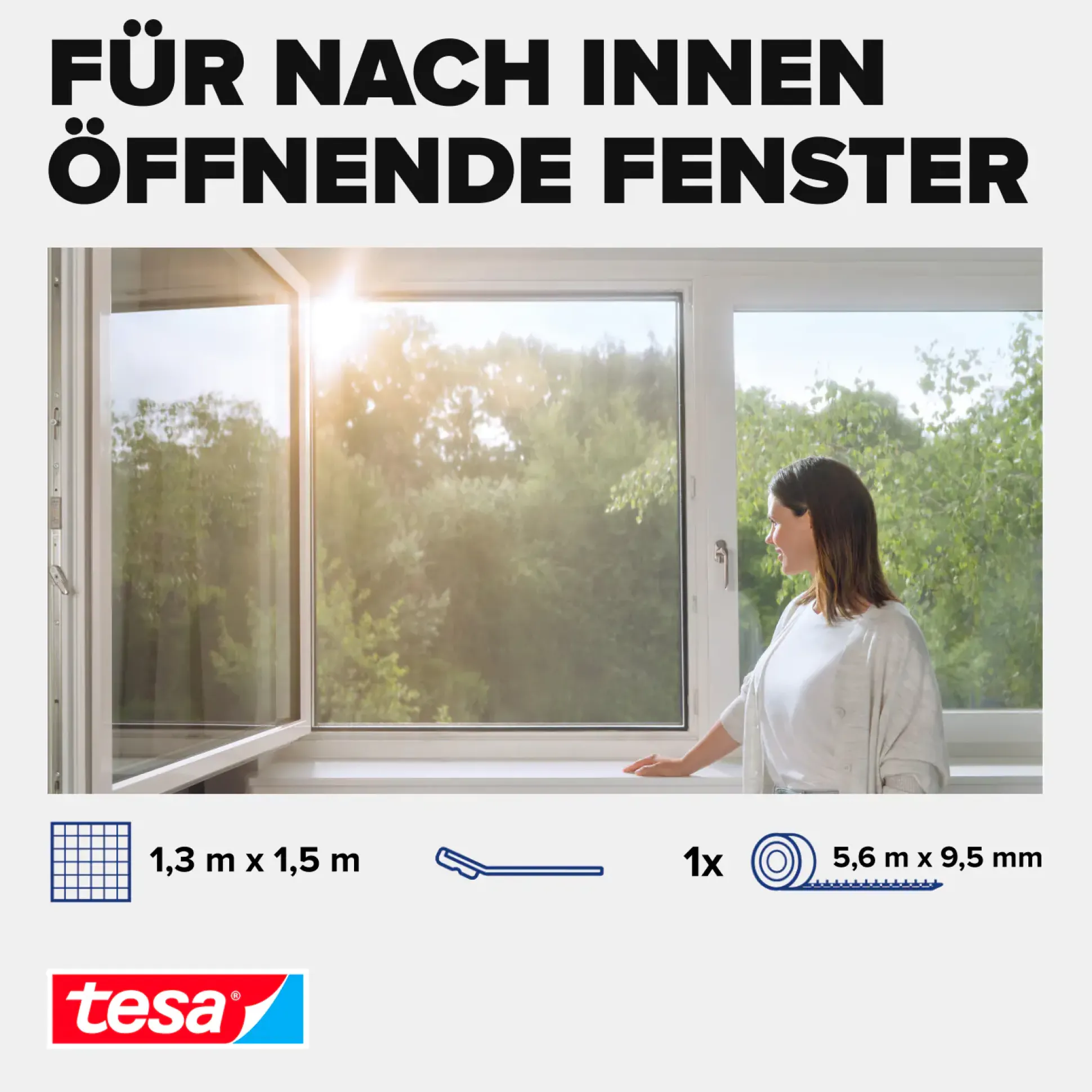 tesa Pollenschutzgitter 130 x 150 cm Anthrazit