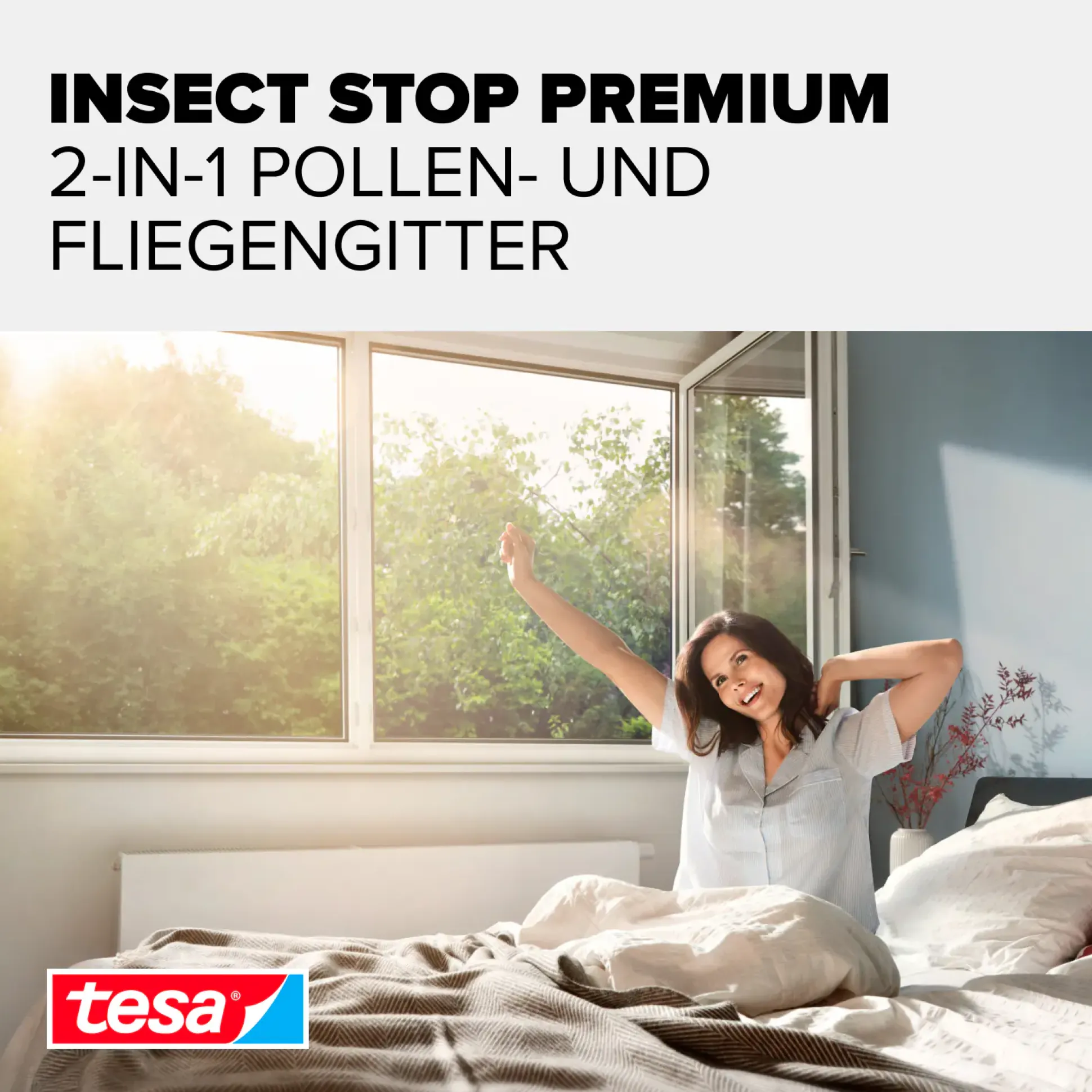 tesa Pollenschutzgitter 130 x 150 cm Anthrazit