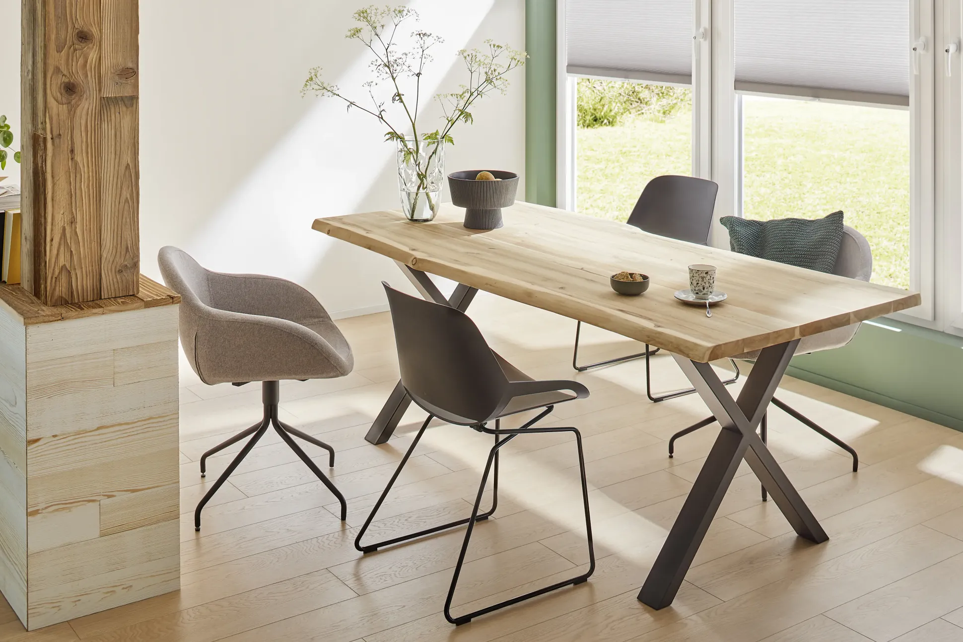 Tischplatte Akazie massiv mit natürlicher Kante 180 x 90 x 3,8 cm