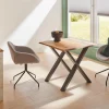 Tischplatte Eiche massiv 90 x 90 cm 38 mm mit natürlicher Kante