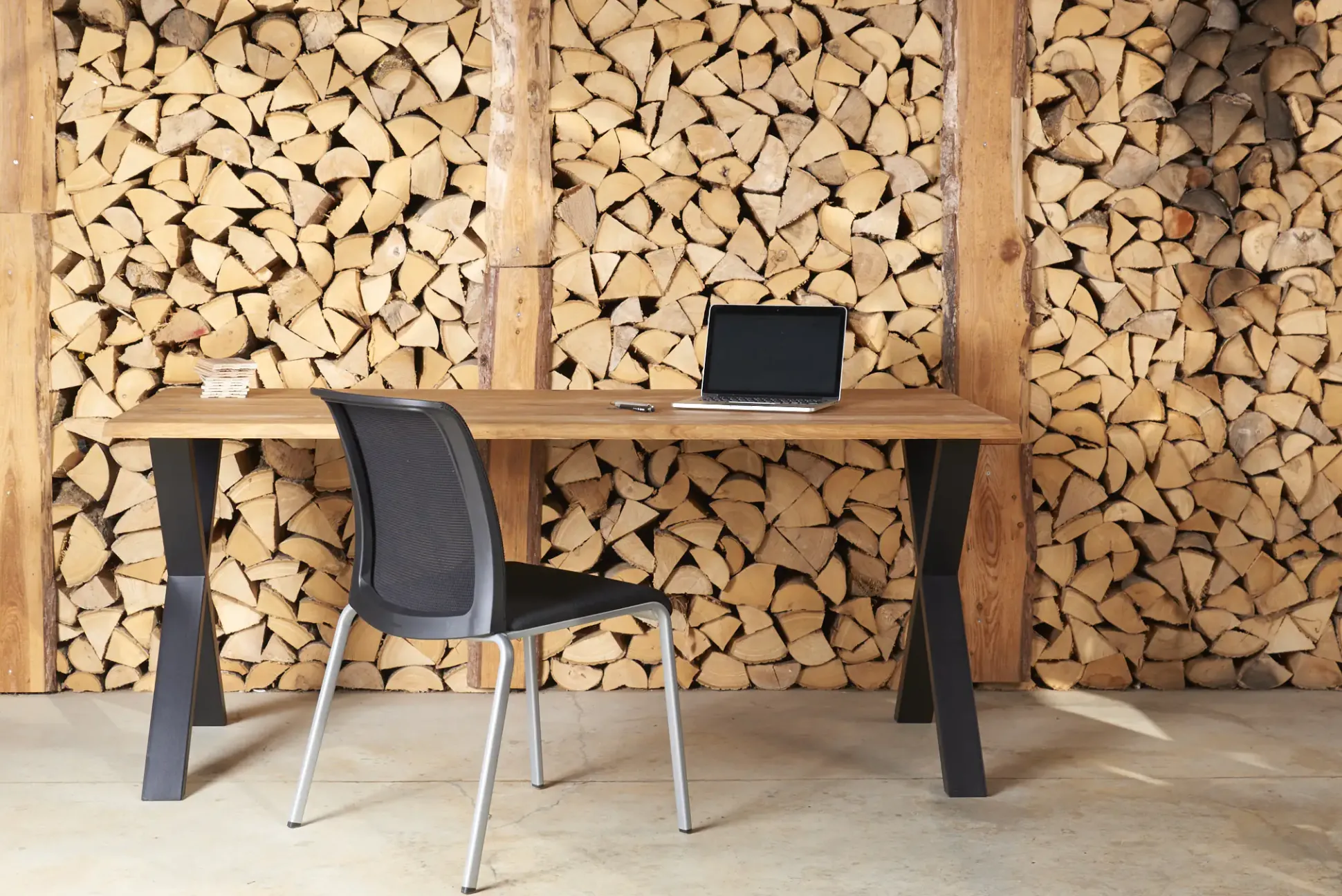 Tisch-Set "Live Edge" Eiche 200 x 90 cm x 38 mm inkl Tischbeine X-Form