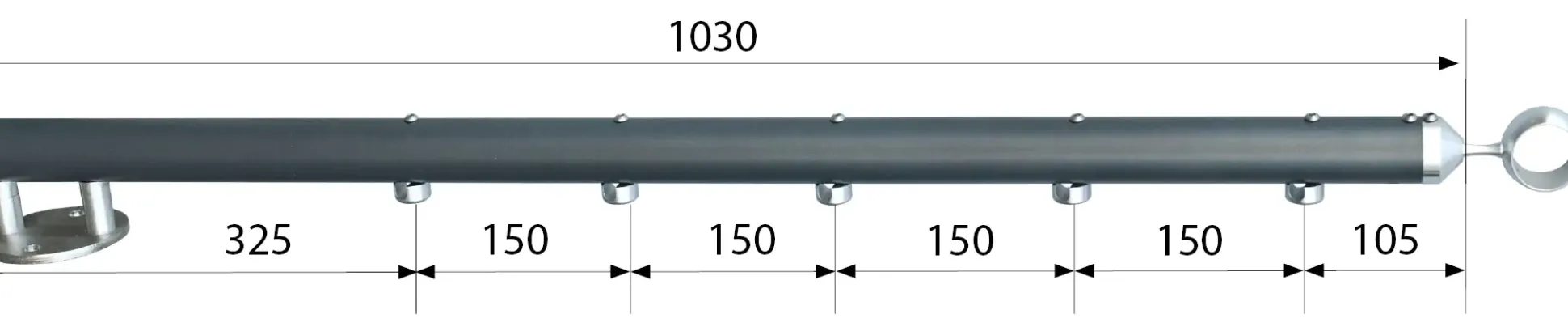 Treba B101 AluTec Geländerstab Aluminium anthrazit