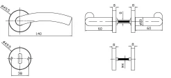 TrendLine BB-Rosettengarnitur Edelstahl Ø 5 cm rund gebogener Griff